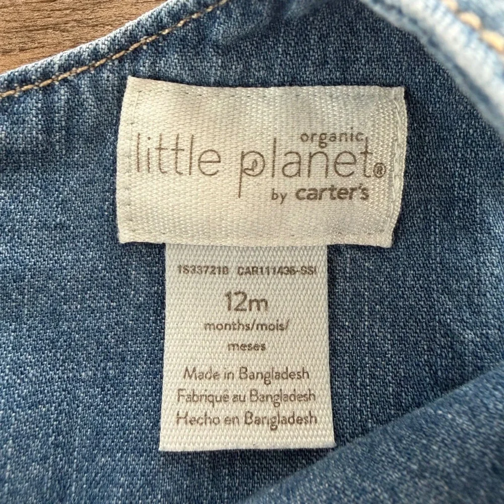 Little Planet by Carters Organic Cotton Denim Jumper Dress 12M Blue Fall Western
